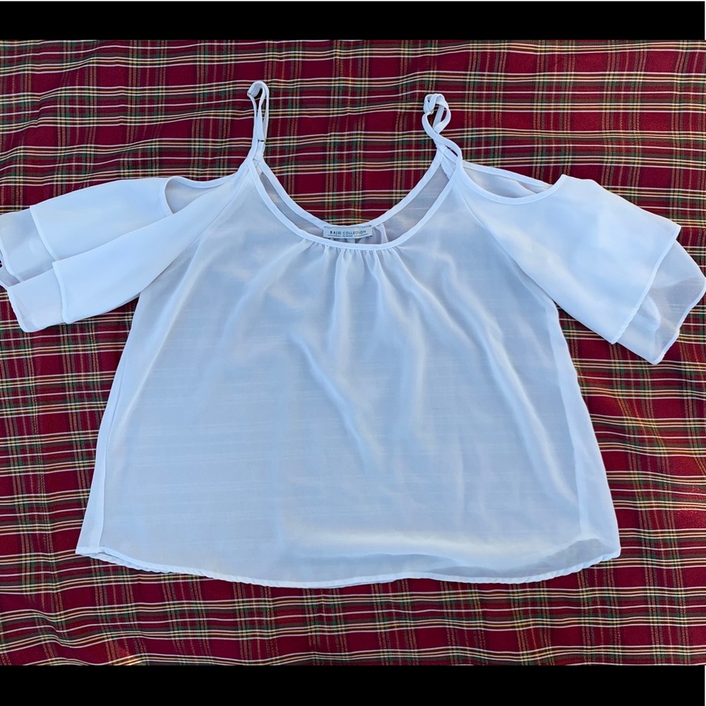 White sexy shoulder open blouse